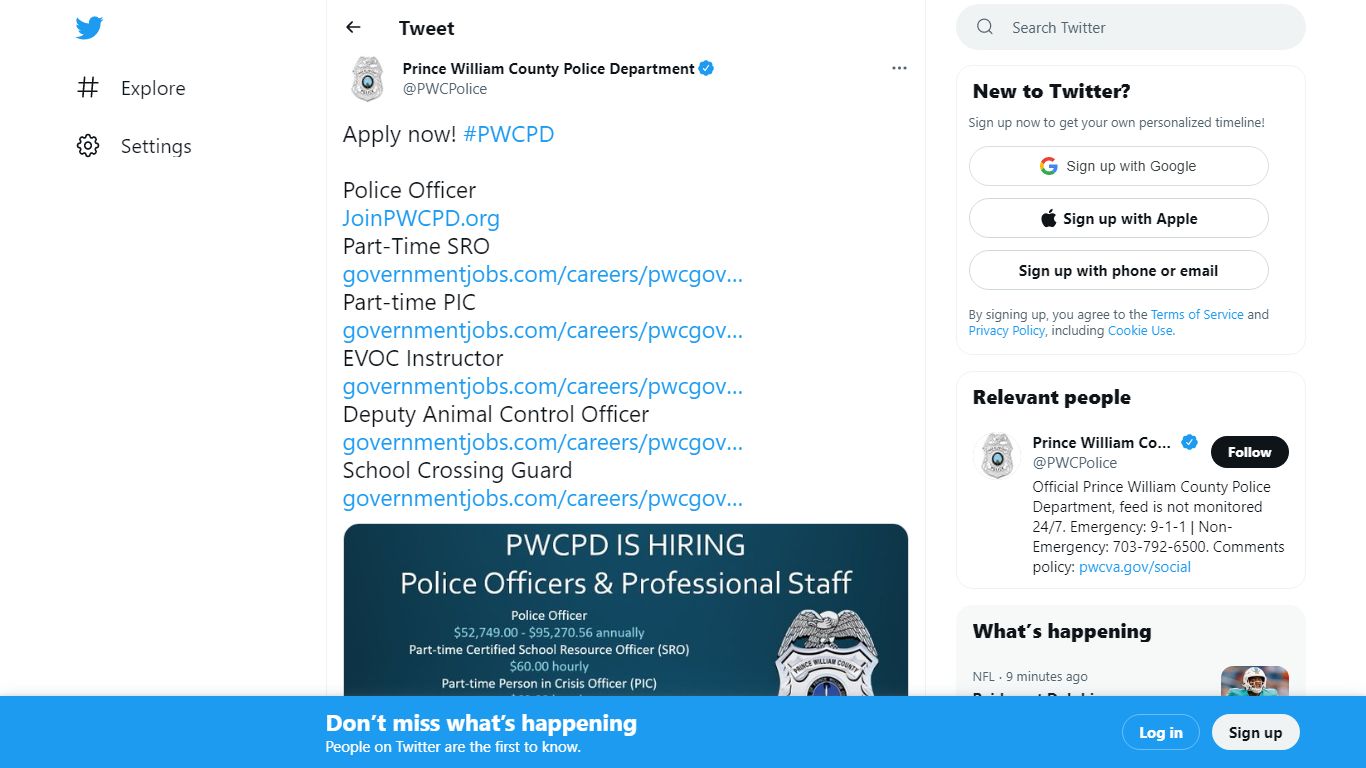 Prince William County Police Department on Twitter: "Apply now! #PWCPD ...