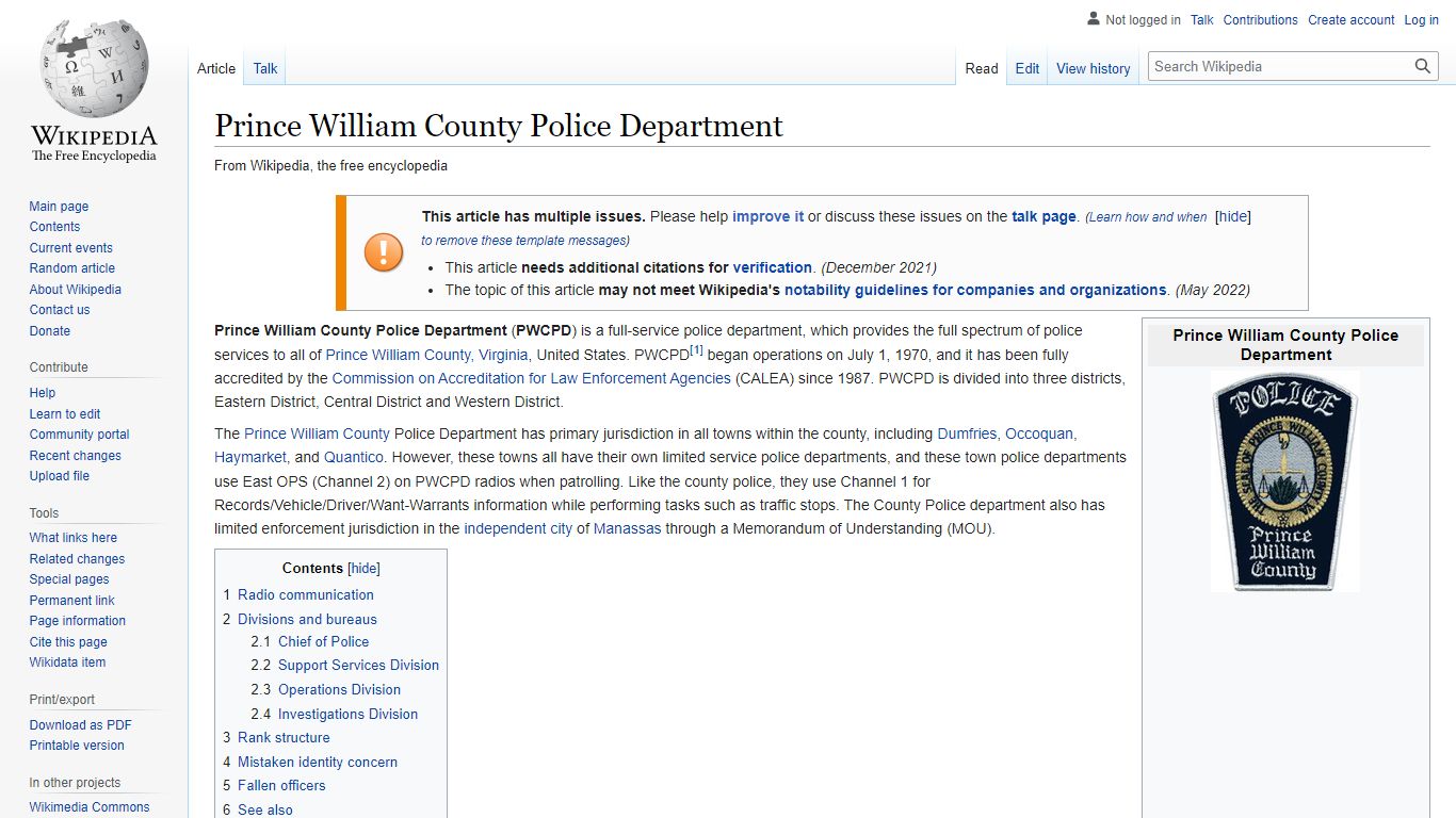 Prince William County Police Department - Wikipedia